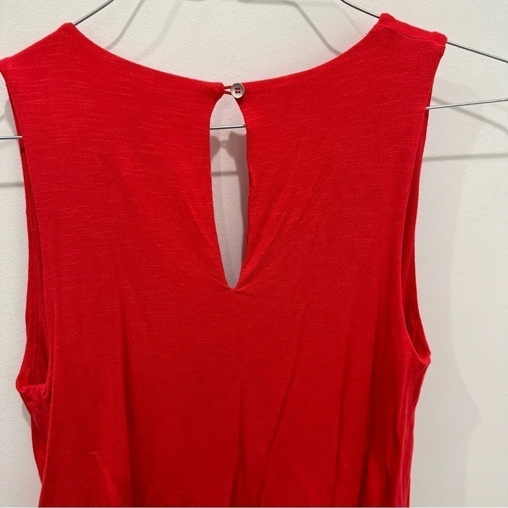Anthropologie Deletta Red V Neck Faux Wrap Tank Blouse